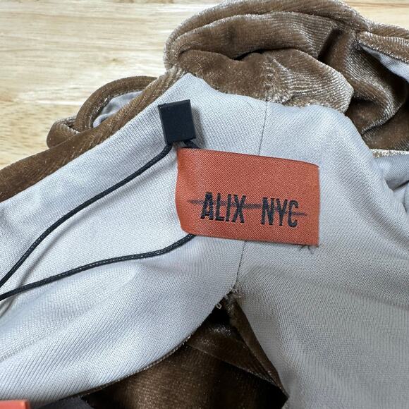 Alix NYC NWT Bentley Velvet Brown Size S Bodysuit Halter Neck Open Back S - Picture 7 of 12